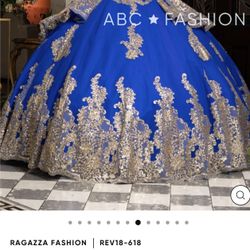 Luxury Quinceañera Dress Royal Blue And Gold. Quince Dress . Ragazza Boutique Brand Retail$1,800. 
