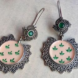 Brass Beige Green Elegant Wedding Indian Ethnic Hand Painted