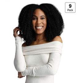 Kinky Curly 10" Clip In Synthetic Hair Extensions 9 Pieces Black