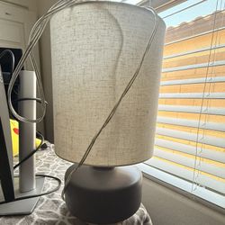 Modern Grey Table Lamp with Cream Shade