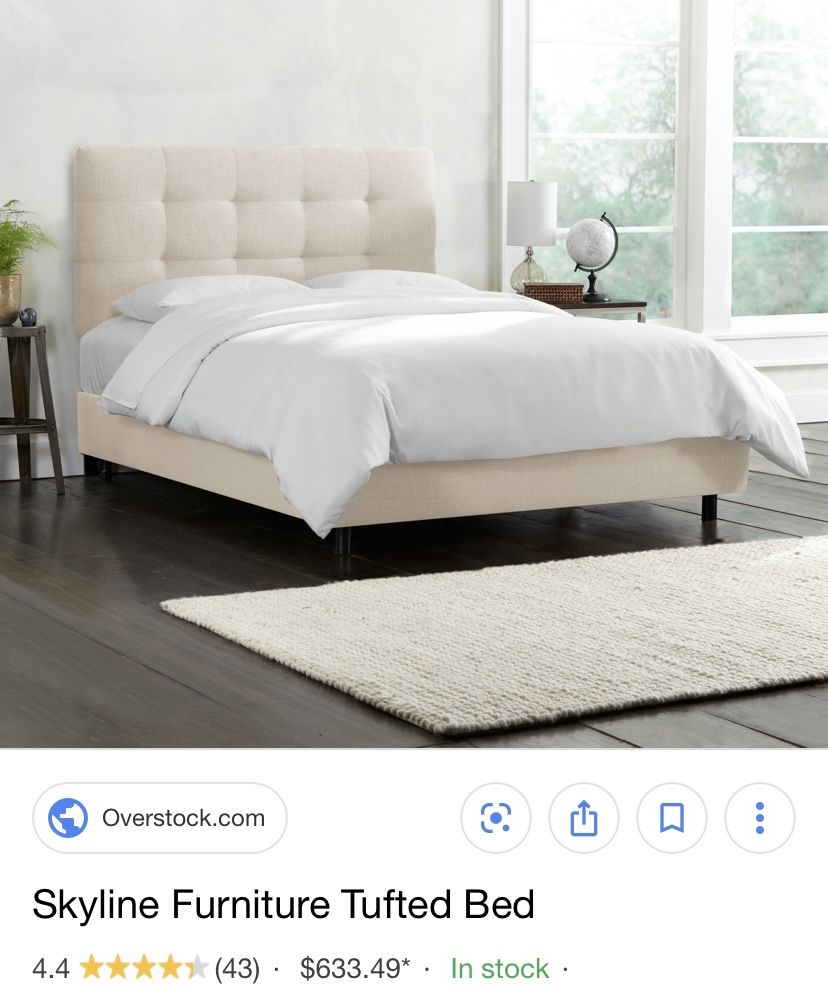 Tufted White/Ivory Queen Bed Frame