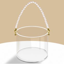 Pearl Handle Acrylic Flower Girl Basket 