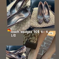 Coach wedges brown with gold buckle size 6- 6 1-2