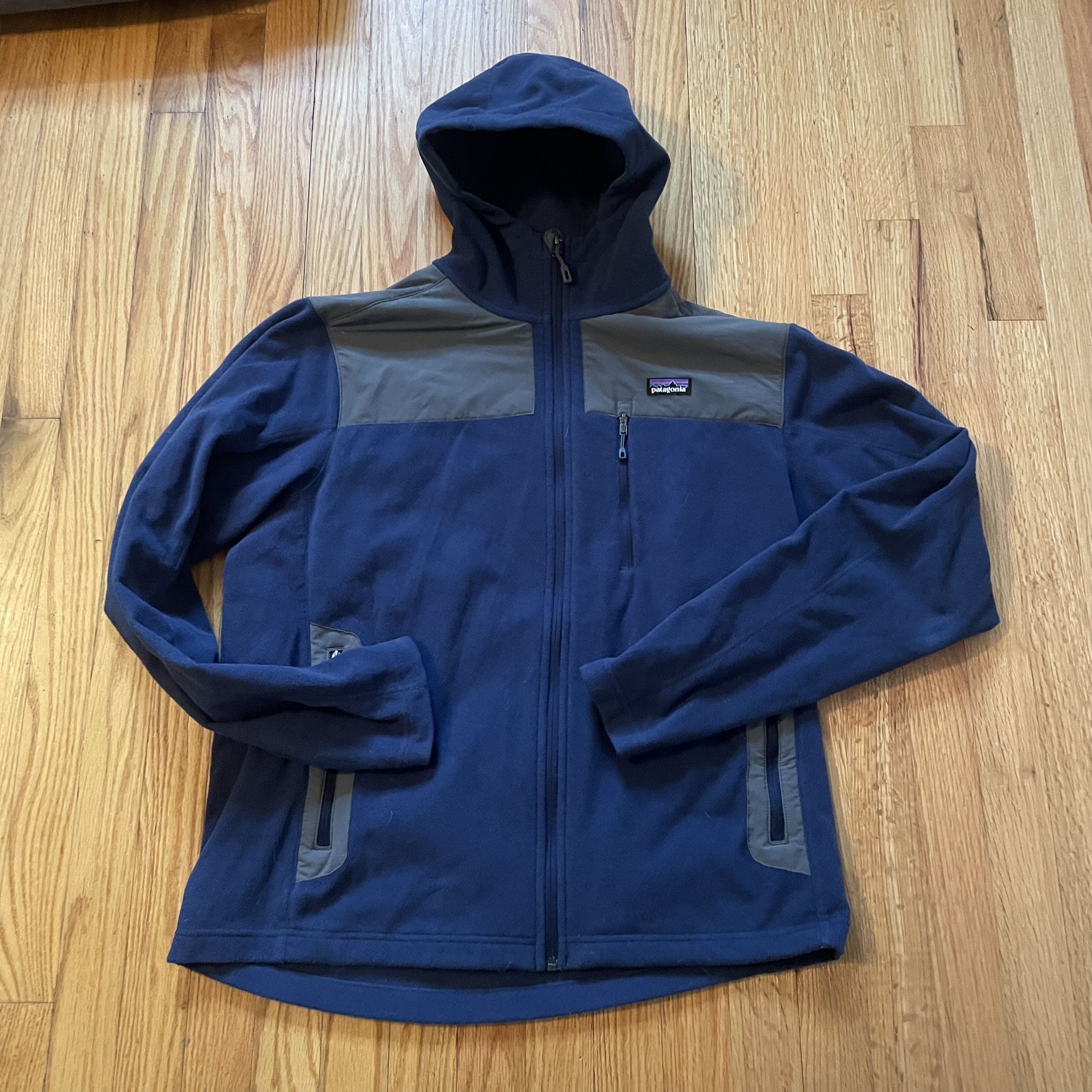 Patagonia Hoodie Jacket Coat Mens Large Full Zip Fleece Outdoors Hiking - Blue