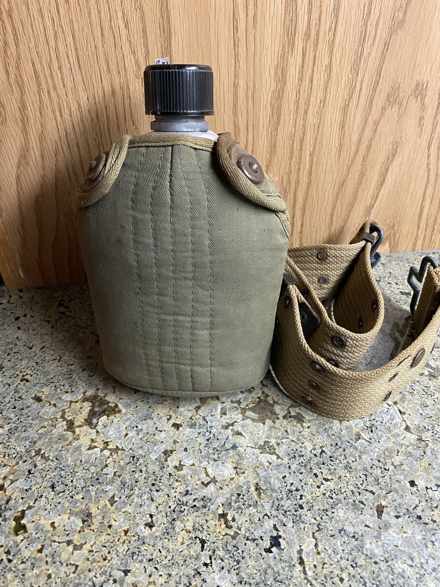 Vintage WWII U.S. Canteen With Cover & 30”Belt