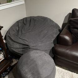 Grey Bean Bag Chair And Ottoman