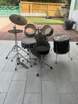 Black Drum Kit Full Set with Cymbals