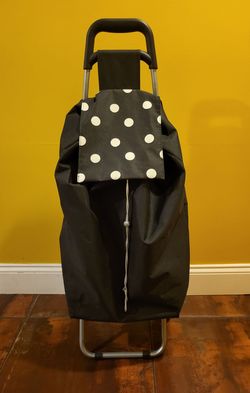 Black Polka Dot Rolling Shopping Trolley Cart