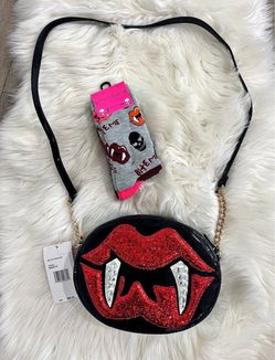 NWT Betsey Johnson Vampire Purse and Socks