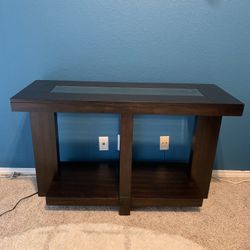 Dark Wood And Glass Console