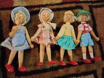 Vintage Wood Hand Crafted Dolls