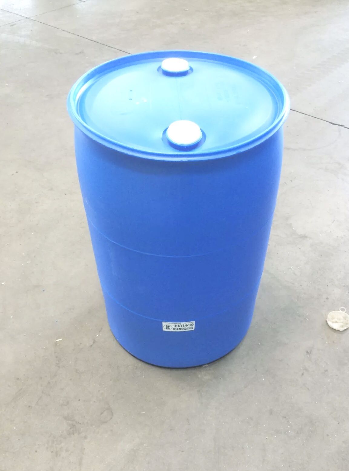 Blue 55 gallon barrel drum barrels drums poly plastic