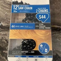 2-Pack TRILINK S44 12-inch Saw Chain for Chainsaw STIHL Poulan 15044X2TLW