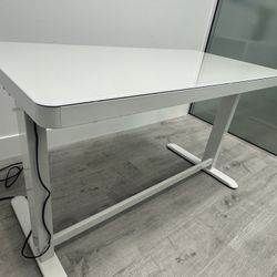  Electric Standing Desk + Ergonomic Office Chair (White / Like New)