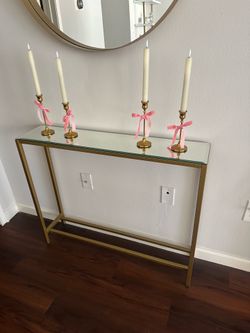 Narrow Glass Mirrored Console Table