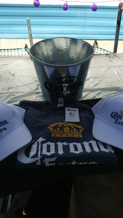 Corona gift set...corona bucket , 2 hats and a medium tshirt