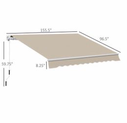 13’x8’ Beige Retractable Awning w/ Manual Crank Handle