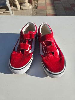 Vans Red Kids 2.5 2 strap Velcro Old School Shoes