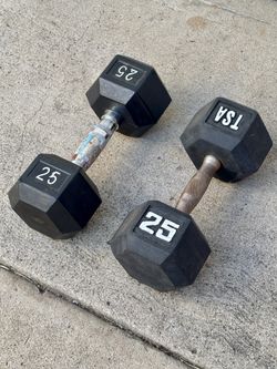 Rubber Hex Dumbbells - 50 Lbs