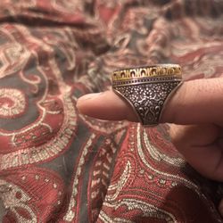 Pomegranate agate Silver Handmade  men's ring