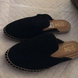 New With Tag By BRASH Size 8 1/2...Black Suede Like Covered  Flat Slides