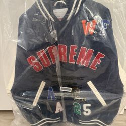Supreme Praises Varsity Jacket Navy Size Large 