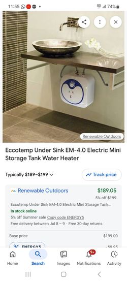Ecotemp 4 gallon under sink water heater.