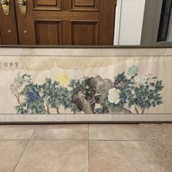 Antique Chinese Calligraphy Floral Painting Asian Art (Large Size)