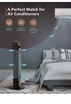  Tower Fan, 34” 65°Oscillating Cooling Fan with 3 Speeds, 3 Modes, Remote Control, LED Display, 12-Hour Timer, Portable St Thumbnail