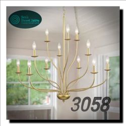 🌟 STUNNING 12-Light Gold Chandelier ✨ Modern Farmhouse Elegance | Large Dining Room, Foyer & Kitchen Island Light Fixture