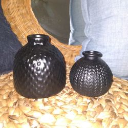 Set of Black Matte Bud Vases