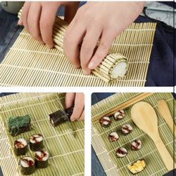 ISSEVE Sushi Making Kit/Sushi Bazooka Maker with Bamboo Mats and Chopsticks, Paddle, Spreader, Sushi Knife, DIY Sushi Roller Machine