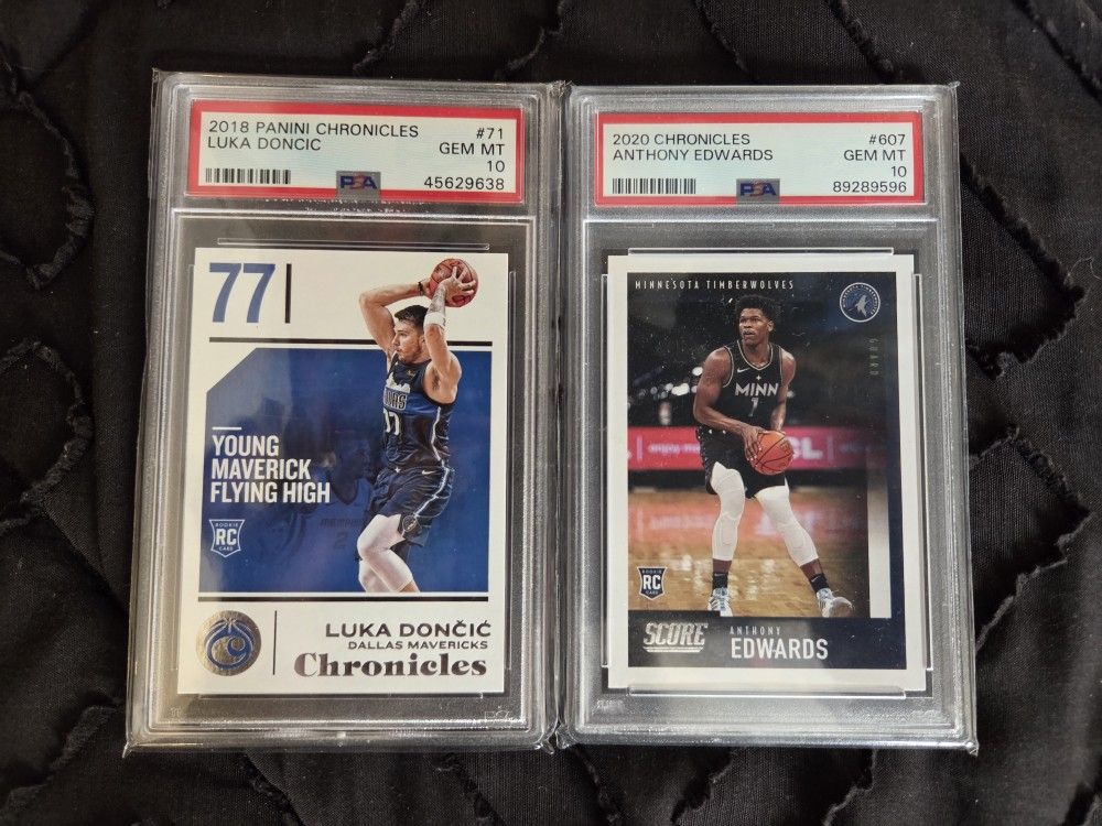 NBA Rookie card lot of 2! PSA 10. Luka Doncic. Anthony Edwards. Panini.