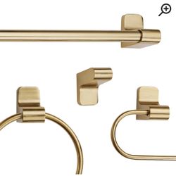 Globe Electric Positano 4 Piece Bathroom Hardware Set with Towel Bar, Towel Ring, Toilet Paper Holder, and Robe Hook