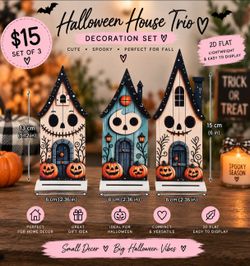 Halloween House Trio Decoration Set of 3
