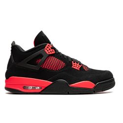 Air Jordan 4 “Red Thunder” Black & Red Retro Sneakers – Classic Jumpman Basketball Shoes