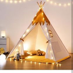 besrey Teepee Tent for Kids with Light & Mat, Toddler Tents Indoor play