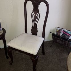 4 Painted (Brown) And Polished Red Wood Chairs