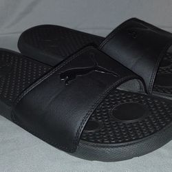 PUMA Black Slides Women's 10