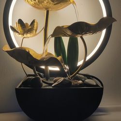 Beautiful Water Fountain Gold Flowers Natural Humidifier White Noise Yoga Meditation Water Fall Relaxation Anti stress 