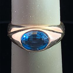 Brand New! Natural Blue Topaz In Real 14kt Gold. 