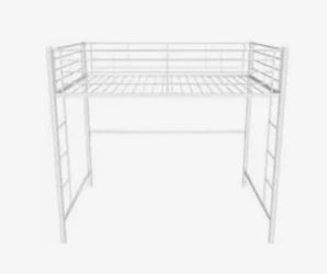 White Metal Loft Bed Frame