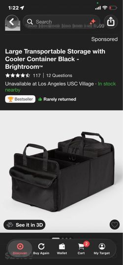 Brightroom Large Trunk Organizer with Cooler Black