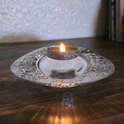 Orrefors Crystal Candle Holder Tea Lite Designed by Swedish Artist Lars Hellsten