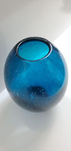 Blue Bubble Glass Vase