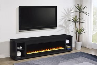 79 INCH BLACK TV STAND WITH 15 FLAME COLORS