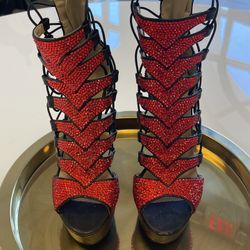 Custom Bling Black Heels 