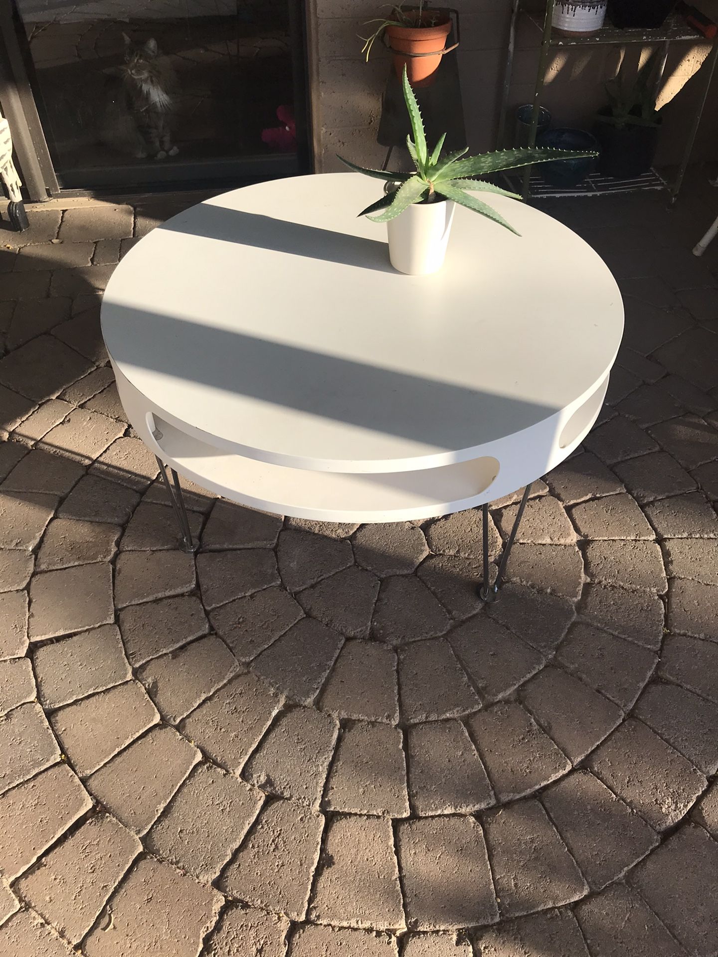 Hairpin Leg Round Coffee Table W/futuristic Openings 7th St/Thunderbird