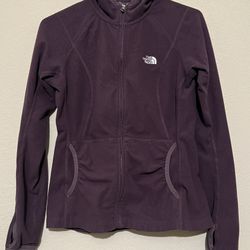 Women The North Face TKA 100 Purple Fleece Long Sleeve Full Zip Hoodie Jacket S