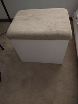 Padded desk bench/ottoman with storage used in Warrenville